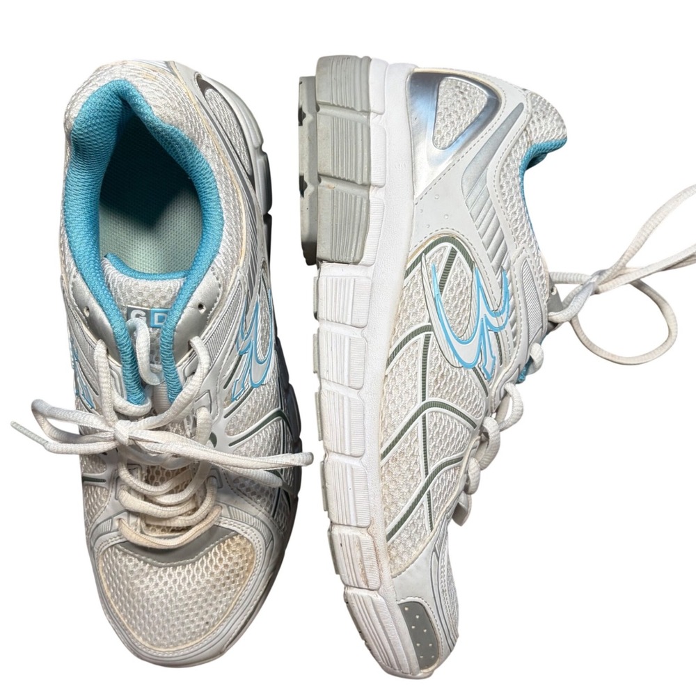 Gravity Defyer Ion Womens White Silver Blue Walking‎ Shoes TB9004FWSU-M Size 7.5